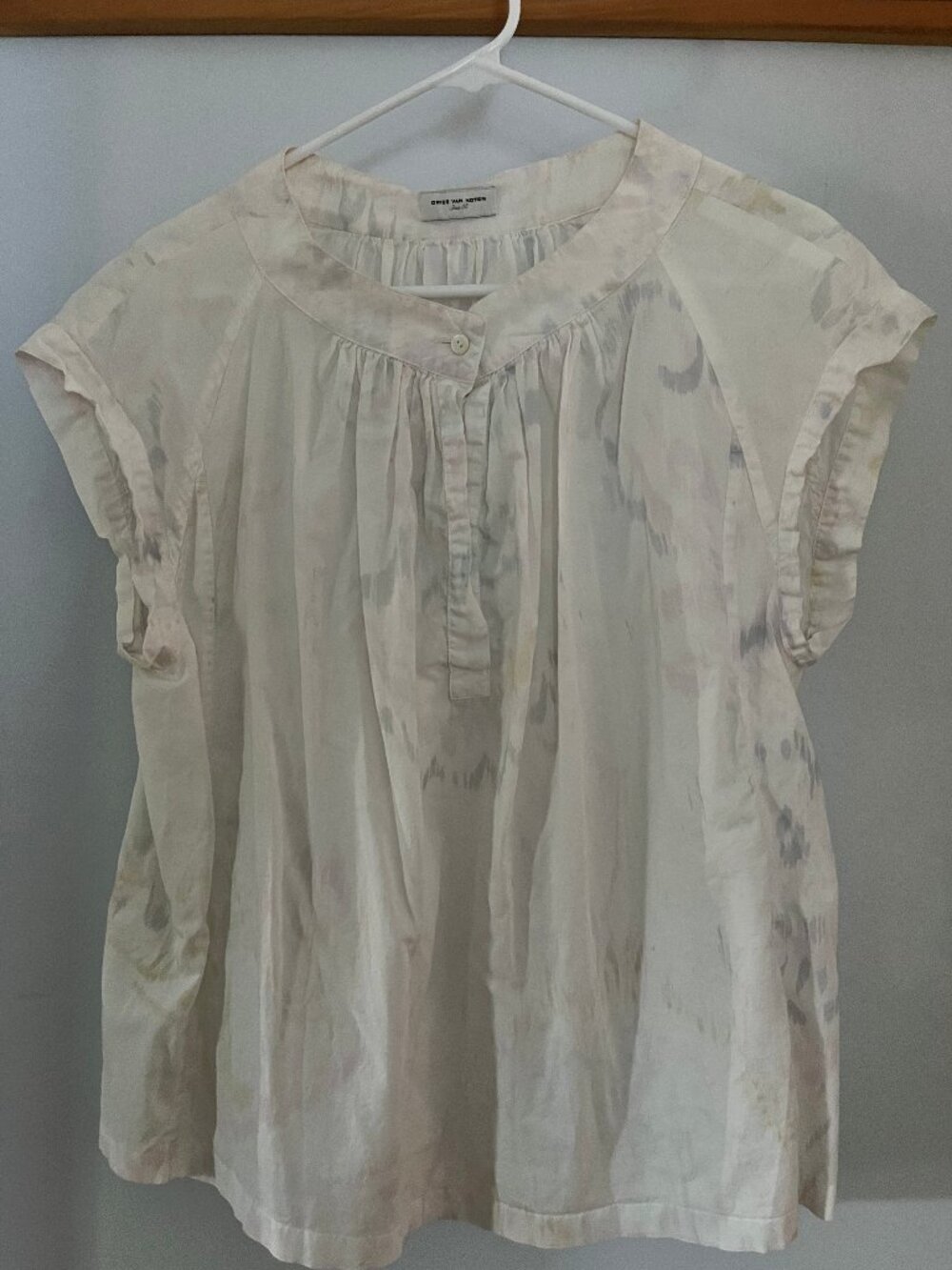 Dries Van Noten Short-Sleeve Ikat pattern Cotton Top Women's Size SM/MED